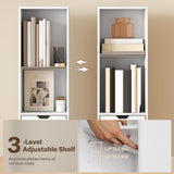6-Tier Bookcase, Tall Narrow Bookshelf with Drawer and Door