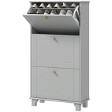 Narrow Shoe Storage with 3 Flip Drawers and Adjustable Shelves, Shoe Cabinet Organizer for 12 Pairs of Shoes