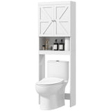 Over The Toilet Cabinet, Modern Bathroom Above Toilet Storage with Barn Doors and Open Shelf