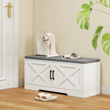 Shoe Bench with Cushion Shoe Storage Bench with Doors Adjustable Shelves for Entryway