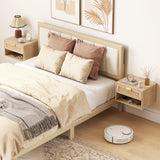 Floating Bedside Table Set of 2, Wall Mount Nordic Nightstands with Storage Drawer and Open Shelf for Bedroom