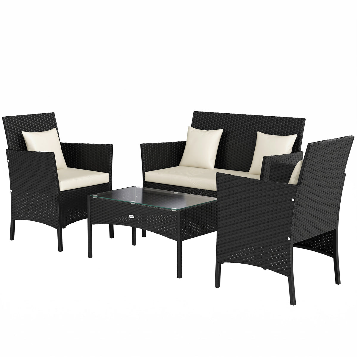 Ensemble de mobilier d'extérieur en rotin 4 pièces, ensemble de mobilier patio avec table à café 22,8
