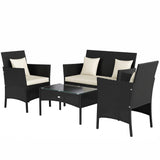 Ensemble de mobilier d'extérieur en rotin 4 pièces, ensemble de mobilier patio avec table à café 22,8