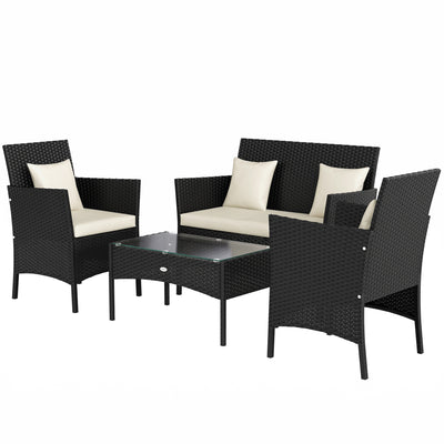 4-Piece Rattan Outdoor Furniture Set Patio Furniture Set with Coffee Table 22.8