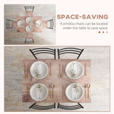 5 Piece Dining Table Set for 4, Steel Frame for Dining Room