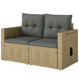 Wicker Outdoor Sofa with Side Trays