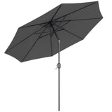 10' x 8' Round Market Umbrella, Patio Umbrella with Crank Handle and Tilt