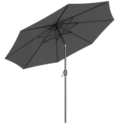 10' x 8' Round Market Umbrella, Patio Umbrella with Crank Handle and Tilt