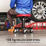 Rolling Garage Stool, 300 LBS Capacity Padded Mechanic Stool with 2.5