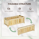 Foldable Elevated Planter Box, Wooden Raised Garden Bed for Backyard