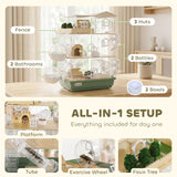 Large Hamster Cage, 3 Tiers Acrylic Hamster Habitat with Water Bottles, Running Wheel for Pet Mice