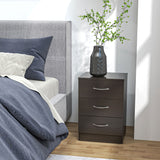 Bedside Table with 3 Drawers, Modern Wood Nightstand, Set of 2
