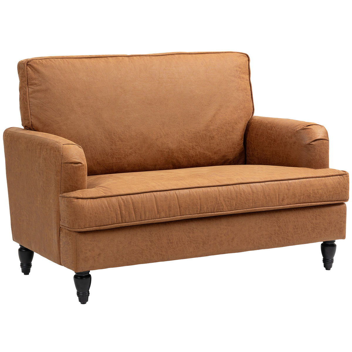 Modern Accent Chair, Leathaire Armchair with Turned Legs and Wide Seat