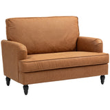 Modern Accent Chair, Leathaire Armchair with Turned Legs and Wide Seat