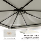 10' x 10' Square 2-Tier Gazebo Canopy Replacement Top Cover Outdoor Garden Sun Shade