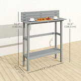 110cm Rectangle Outdoor Bar Table with Built-in Footrest