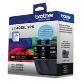 Brother Genuine LC401XL2PKS High-Yield Black Ink Cartridges 2-Pack
