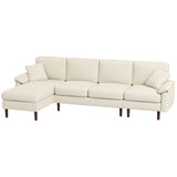 L-Shape Sofa, Pillows and Wooden Legs for Living Room