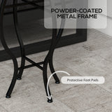 Round Outdoor Table, Patio Bistro Coffee Table with Mosaic Top and Steel Frame for Garden