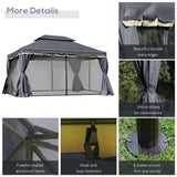 Gazébo patio 13' x 10', structure aluminium robuste