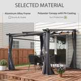 Metal Pergola with Sliding Roof Canopy, 10' x 10'