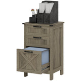 Vertical Filing Cabinet with 3 Drawers, Rustic Farmhouse Office Storage Cabinet for A4, Letter Size