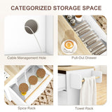 Kitchen Island with Storage, Rolling Kitchen Cart with Foldable Drop Leaf