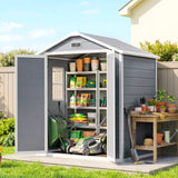 6x4.5FT Plastic Shed, Lockable Garden Tool Storage House with Double Doors and Vent