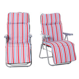 Set of 2 Garden Sun Lounger, Outdoor Reclining Seat Cushioned Seat, Foldable Adjustable Recliner