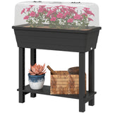 41L Self Watering Raised Garden Bed w/ Ventilation Transparent Lid Greenhouse, Planter Box w/ Storage Shelf