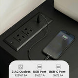 Meuble de classement latéral mobile avec 5 tiroirs, support d'imprimante avec prises de courant et ports USB pour bureau à domicile
