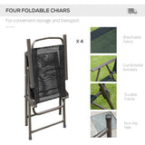 6 Pieces Outdoor Dining Set for 4 with Umbrella Patio Outdoor Furniture Set with Round Table 4 Folding Chairs