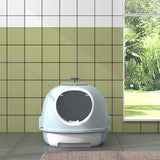 Cat Litter Box Toilet with Lid, Enclosed Drawer and Skylight