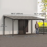 10' x 14' Hardtop Gazebo Wall-Mounted / Free Standing Outdoor Pergola with UPF 50+ & Waterproof Polycarbonate Roof