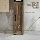 Narrow Bathroom Cabinet, Tall Bathroom Storage Cabinet with Barn Doors, Drawer and Adjustable Shelves