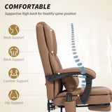 Office Chair with Massage, Pet-Friendly Faux Leather Reclining Desk Chair with Lumbar Support, Footrest