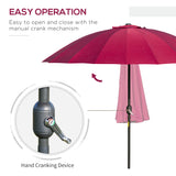 8ft Shanghai Garden Parasol Umbrella with Crank & Tilt, Adjustable Outdoor Sun Shade