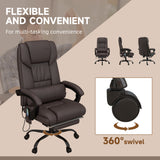 6-Point Vibration Massage Chair, Height Adjustable Reclining Computer Chair with Retractable Footrest