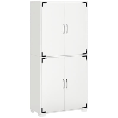 Farmhouse Kitchen Pantry Storage Cabinet with 4 Doors, Kitchen Cabinet with Shelves