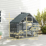 Grand catio extérieur avec couverture imperméable, 2 niches de repos, 4 plateformes, pour 2-4 chatons