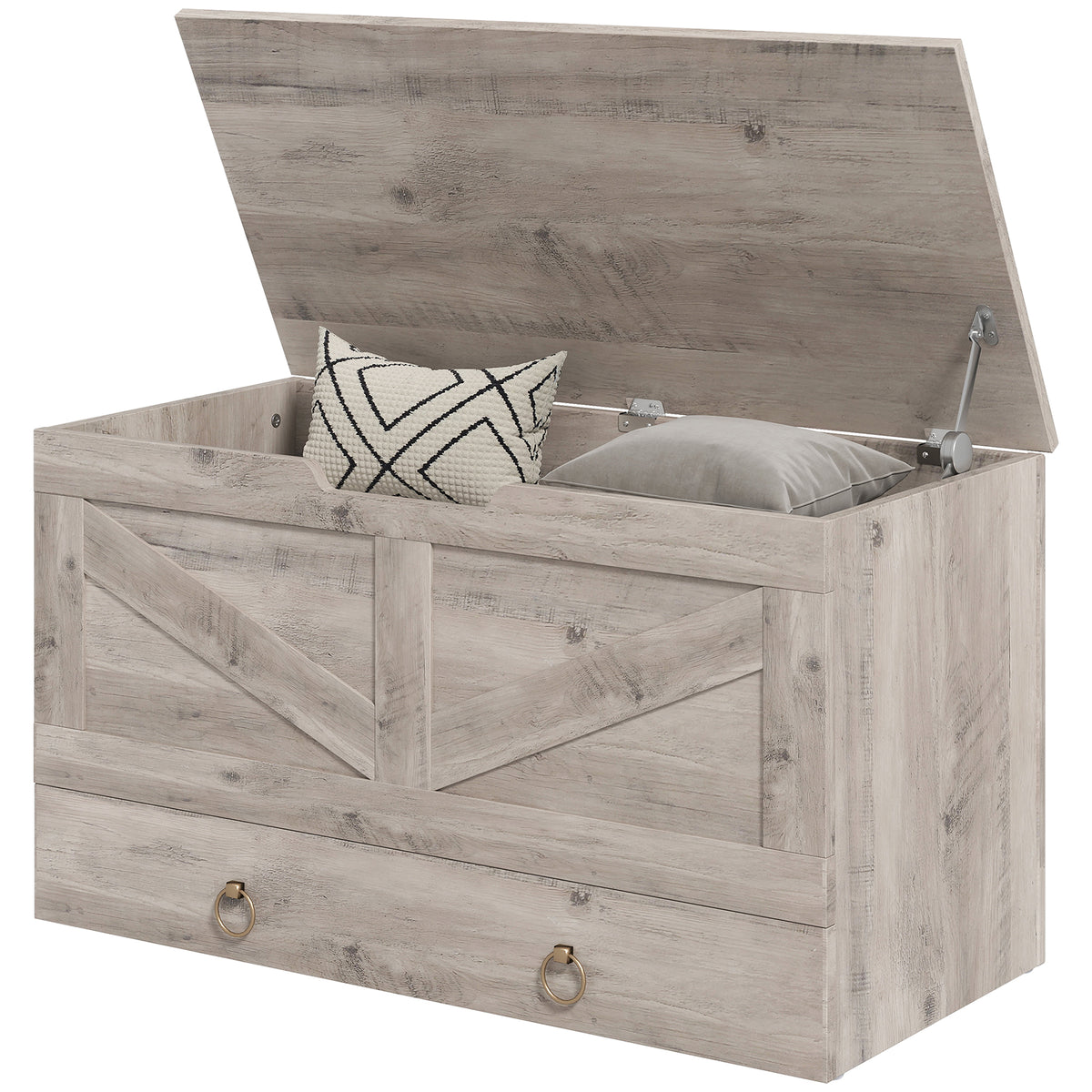 Coffre de Rangement 31,5 Pouces, Malle de Rangement avec 2 Charnières de Sécurité pour Salon