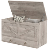 Coffre de Rangement 31,5 Pouces, Malle de Rangement avec 2 Charnières de Sécurité pour Salon