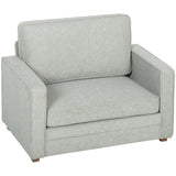 Accent Chair, Velvet-feel Fabric Armchair with Wide Seat, Solid Wood legs
