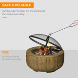 Outdoor Fire Pit, 24 Inch Metal Wood Burning Fireplace with Spark Cover