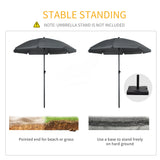 Parasol de plage 6 pi, ombrelle de soleil extérieure avec bouton poussoir d'inclinaison