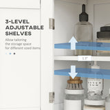 Bathroom Storage Cabinet, Modern Bathroom Floor Cabinet with 4 Doors and 2 Adjustable Shelves
