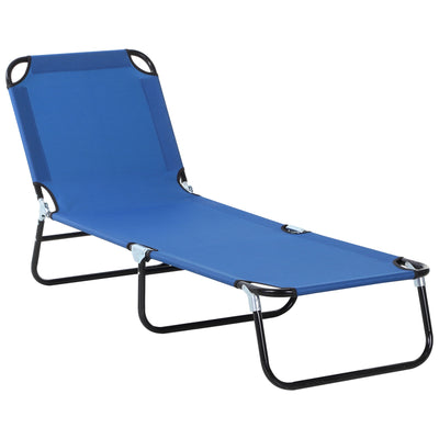 Outdoor Folding Lounge Chair, Steel Tanning Chair with Reclining Back, Breathable Mesh for Beach