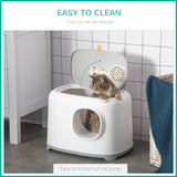 Litière pour chat avec tunnel anti-sable, ouverture supérieure