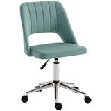 Mid Back Office Chair Velvet Fabric Swivel Scallop Shape Computer Desk Chair