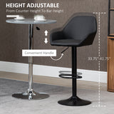 Lot de 2 tabourets de bar réglables, tabourets de bar pivotants avec repose-pieds et dossier, cuir PU et base ronde en acier
